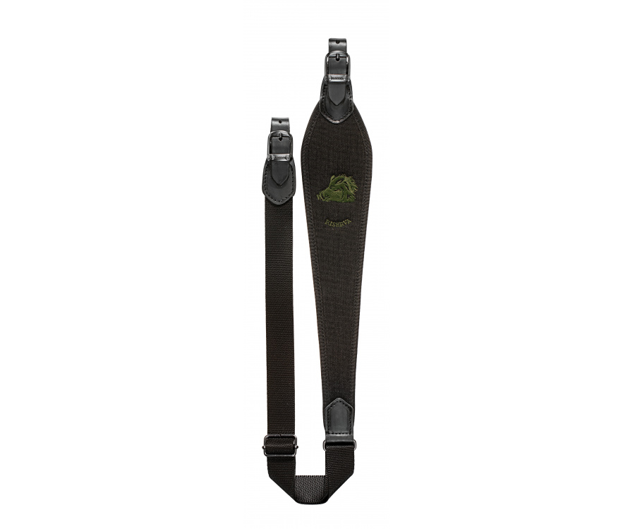 Bretelle carabine Riserva cordura noir/néoprène + broderie 3 animaux