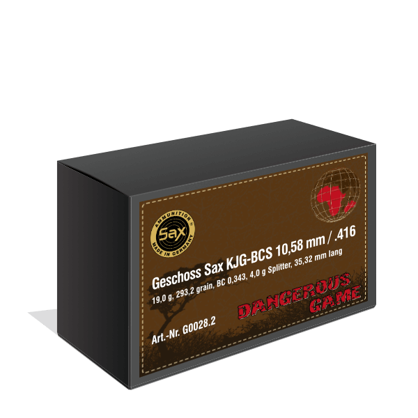 Geschosse Sax KJG-BCS 10.58 mm / .416, 19.00g / 293.21gr