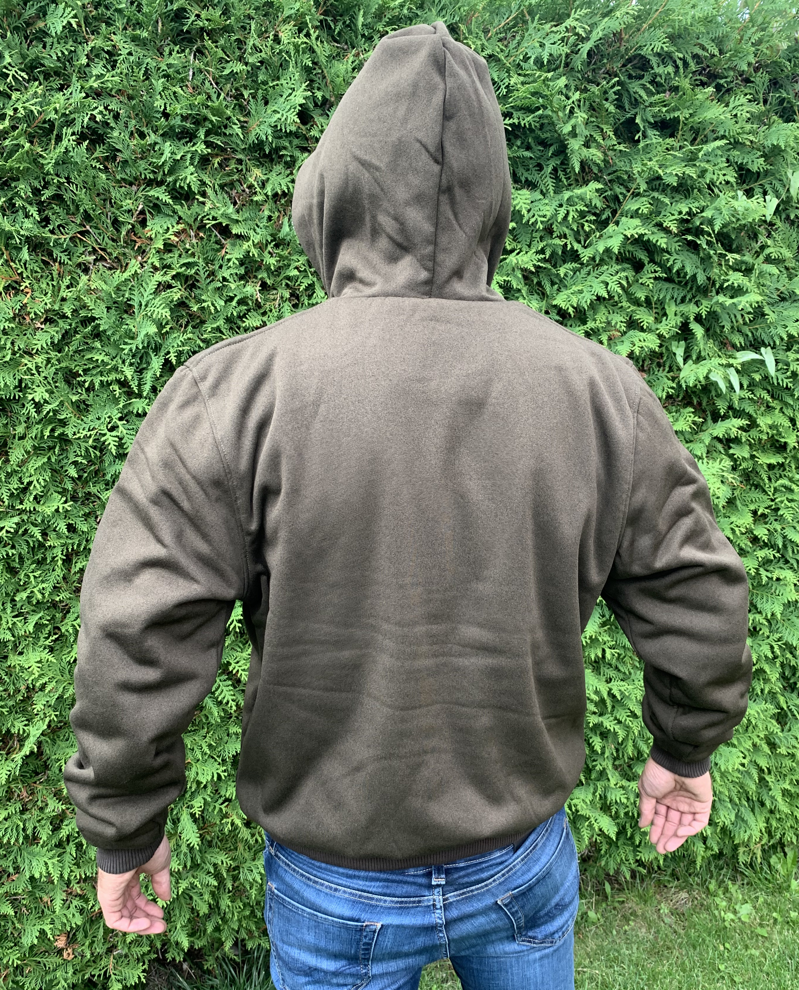 Sweater Sune, heavy hooded fleece classic unisex, Brown