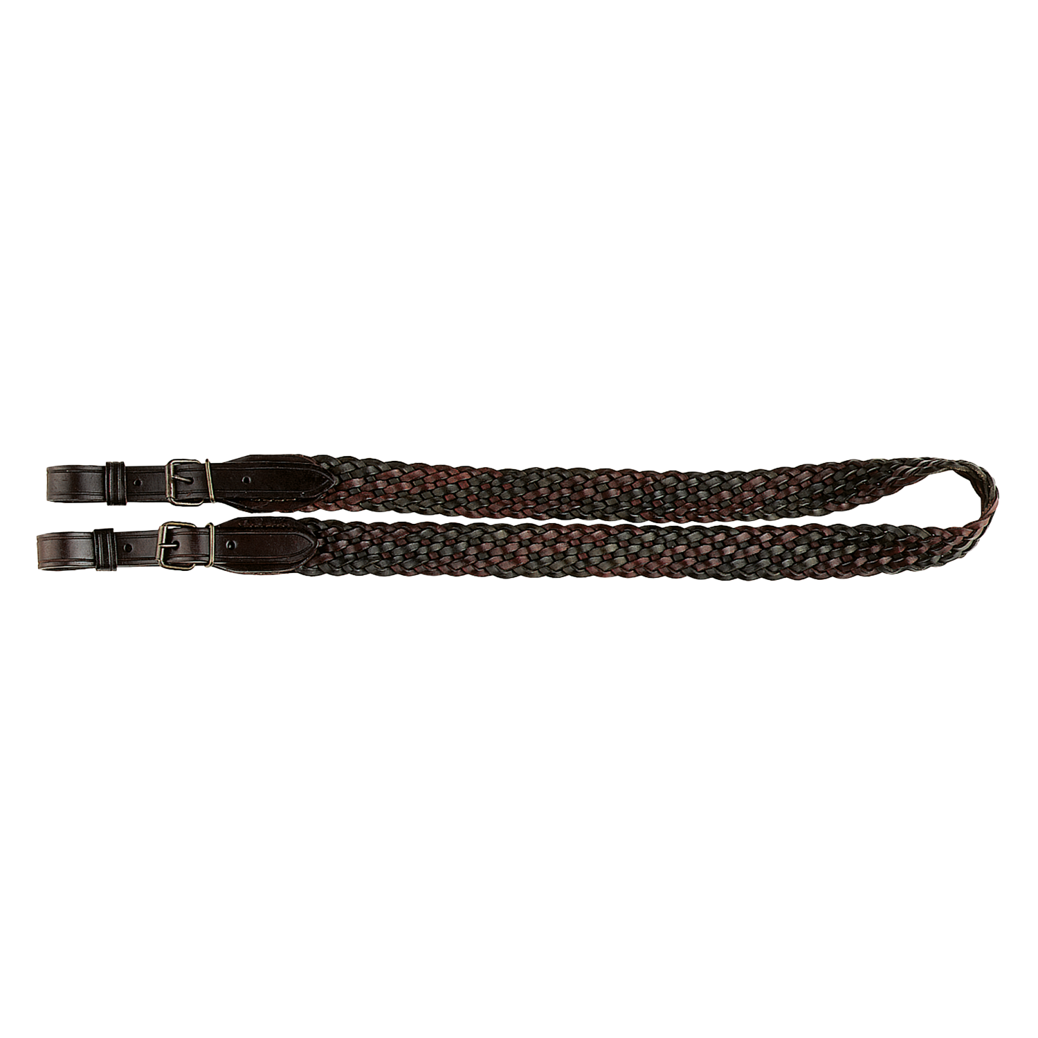 Bretelle cuir brun pour chasse brun/vert, tréssé Bretelle cuir brun pour chasse brun/vert, tréssé