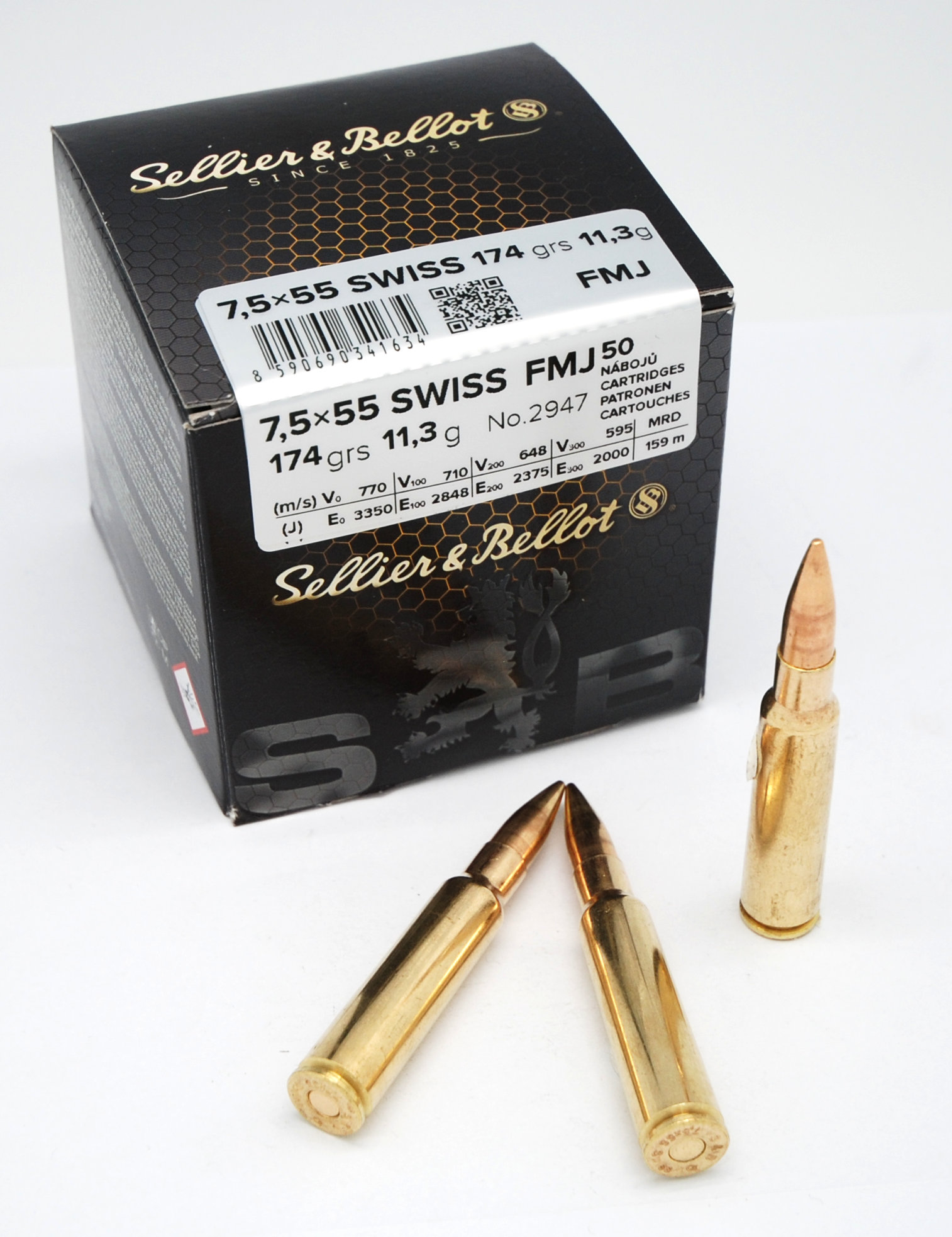 7.5 x 55 S&B FMJ 11.3 g / 174grs